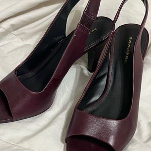 Burgundy peep toe heels